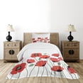 thumbnail image 3 of Ambesonne Floral Quilted Bedspread Set 2 Pcs, Natural Poppy Garden, Twin Size, Orange Green, 3 of 6