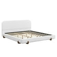 thumbnail image 3 of Christopher Knight Home Unique California King Size Bed Frame, Chenille Upholstered with Solid Wooden Legs, White, 3 of 12