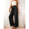 thumbnail image 5 of Women'S Wide Leg Pants with Pockets High Waist Adjustable Knot Loose Casual Trousers Business Work Pants Black XL, 5 of 6