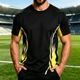 thumbnail image 2 of LODIENY Men Baggy Quick Dry Athletic Shirts Short Sleeve Crew Neck Color Block Tees Lightweight Breathable Regular Fit Tops Yellow M, 2 of 9