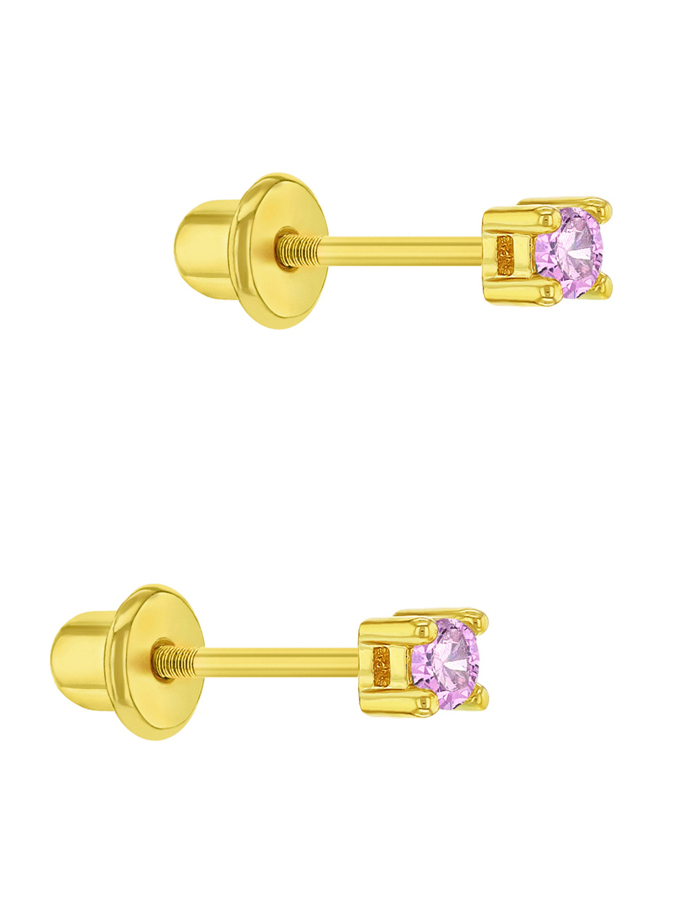 18K Gold Plated Tiny Crystal Screw Back Baby Earrings 2mm, Size: Newborn & Infants