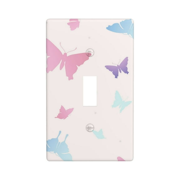 TEQUAN Toggle Light Switch Wall Plate, Cute Pastel Pink Butterfly Decorate Wallplate Covers, 1-Gang