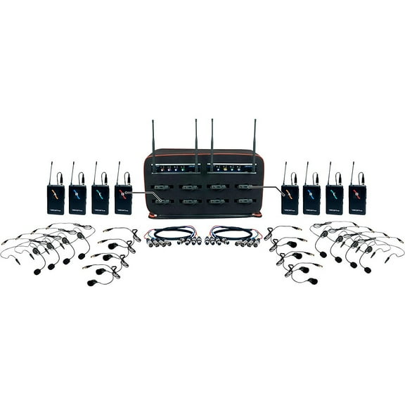 VocoPro MIB-QUAD-8B SYSTEM 8-Channel Wireless Headset/Lapel Mic-in-Bag Package
