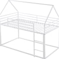 thumbnail image 6 of White Metal Twin over Twin Bunk Bed with Ladder, Space Saving Design for Compact Rooms, Sturdy Frame & High Safety Guardrail, 6 of 10