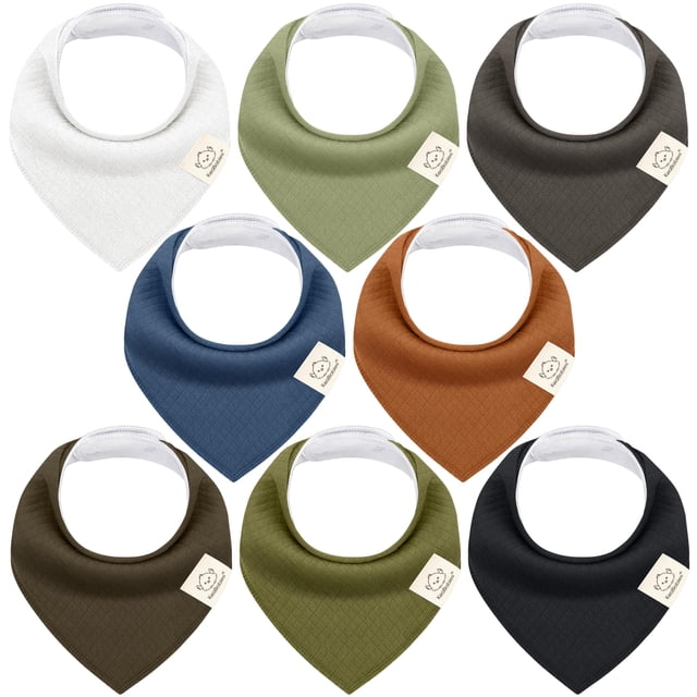 Baberos tipo bandana de algodón orgánico KeaBabies para bebés, paquete de 8
