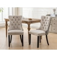 thumbnail image 3 of ODUSE-DAILY Velvet Dining Chairs Set of 6, Kitchen & Dining Room Chairs, Nailheads Tufted Chair, Sillas De Comedor, Two-Tone Fabric Upholstered, Wood Legs (Beige & Patterned, 6 Pcs), 3 of 12