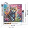 thumbnail image 2 of Pintura de diamante 5D DIY, taladro redondo completo, Kit de gato y mariposa, decoración del hogar, 30x30cm, 2 of 9