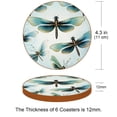 thumbnail image 3 of Dragonfly Set of 6 Round Microfiber Leather Coasters, 11x11 cm/4.3x4.3 inch Drink Coasters for Table Home Decor, 3 of 6