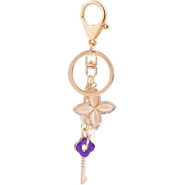 Llavero de trébol de cuatro hojas TANGJMXG accesorio de bolso morado 14 cm 39 g