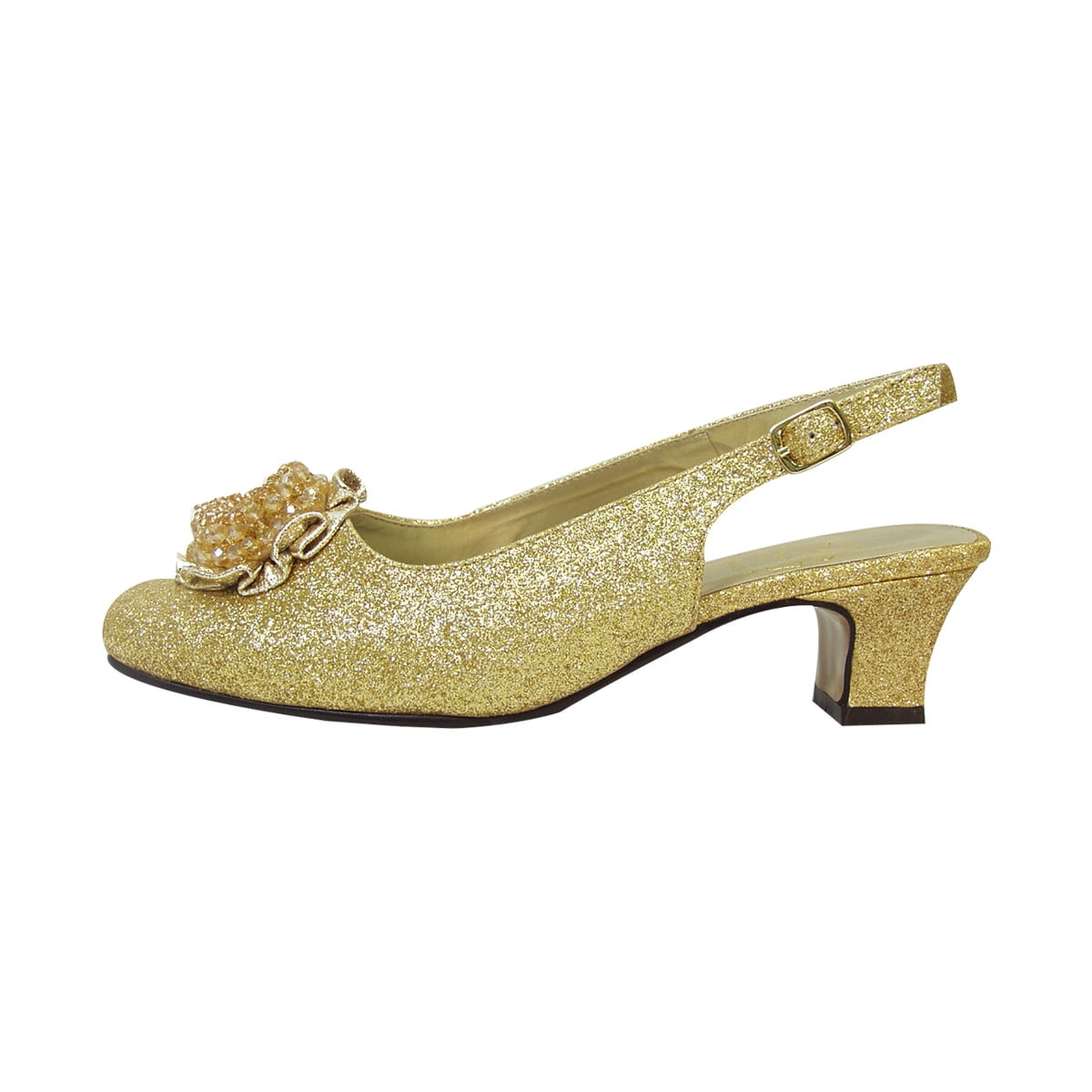 FLORAL Dara Women Extra Wide Width Flower Bow Glitter Slingback