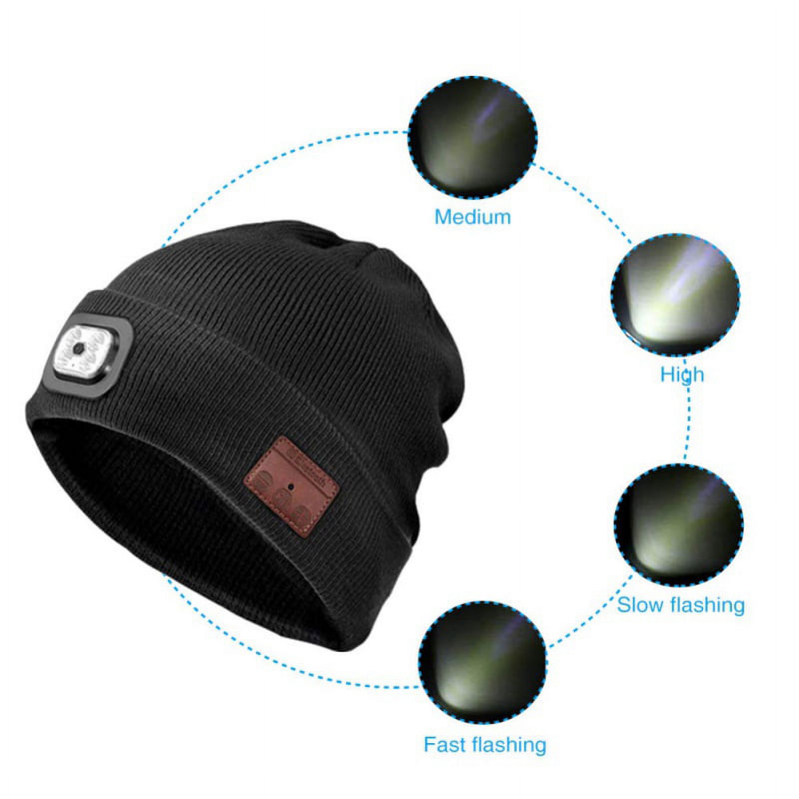Poseca Bluetooth Beanie Hat LED Beanie Hat, Unisex Wireless Headphone Beanie USB Rechargeable Lighted Cap with Built-in HD Stereo Speakers & Mic - image 3 of 7