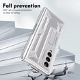 thumbnail image 6 of MonsDirect for 7.6 inch Samsung Galaxy Z Fold 4 5G 2022 Case, Hard PC Case with Hidden Stand, Anti-Drop Free Folding Hinge Cover with Screen Protector & Lens Protection for Galaxy Z Fold 4, Silver, 6 of 7