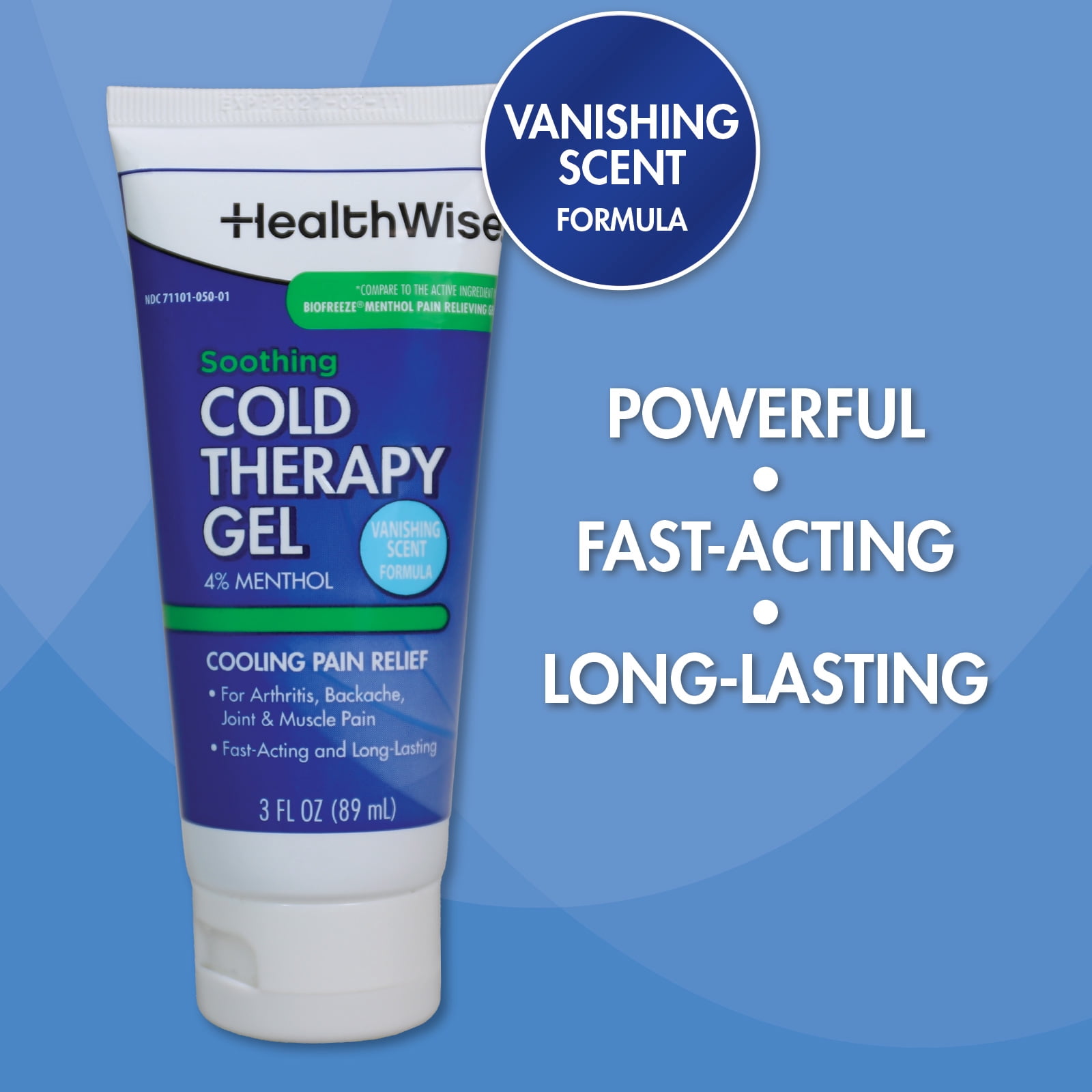 HealthWise Soothing Cold Therapy Gel | 4% Menthol | Vanishing Scent | 3.0 Oz | Arthritis Pain Relief | Topical Analgesic