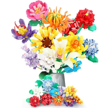 Rirool Botanical Building Blocks Set, 1064 Pcs - Flower Bouquet Building Set