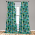 thumbnail image 5 of Ambesonne Ethnic Curtains, Colorful Tribal Leaves Art, Pair of 28"x95", Hunter Green Pastel Pink, 5 of 5