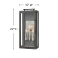 thumbnail image 4 of 3 Light Large Outdoor Wall Lantern in Traditional Style 10 inches Wide By 22 inches High-Oil Rubbed Bronze Finish-Incandescent Lamping Type Bailey, 4 of 9