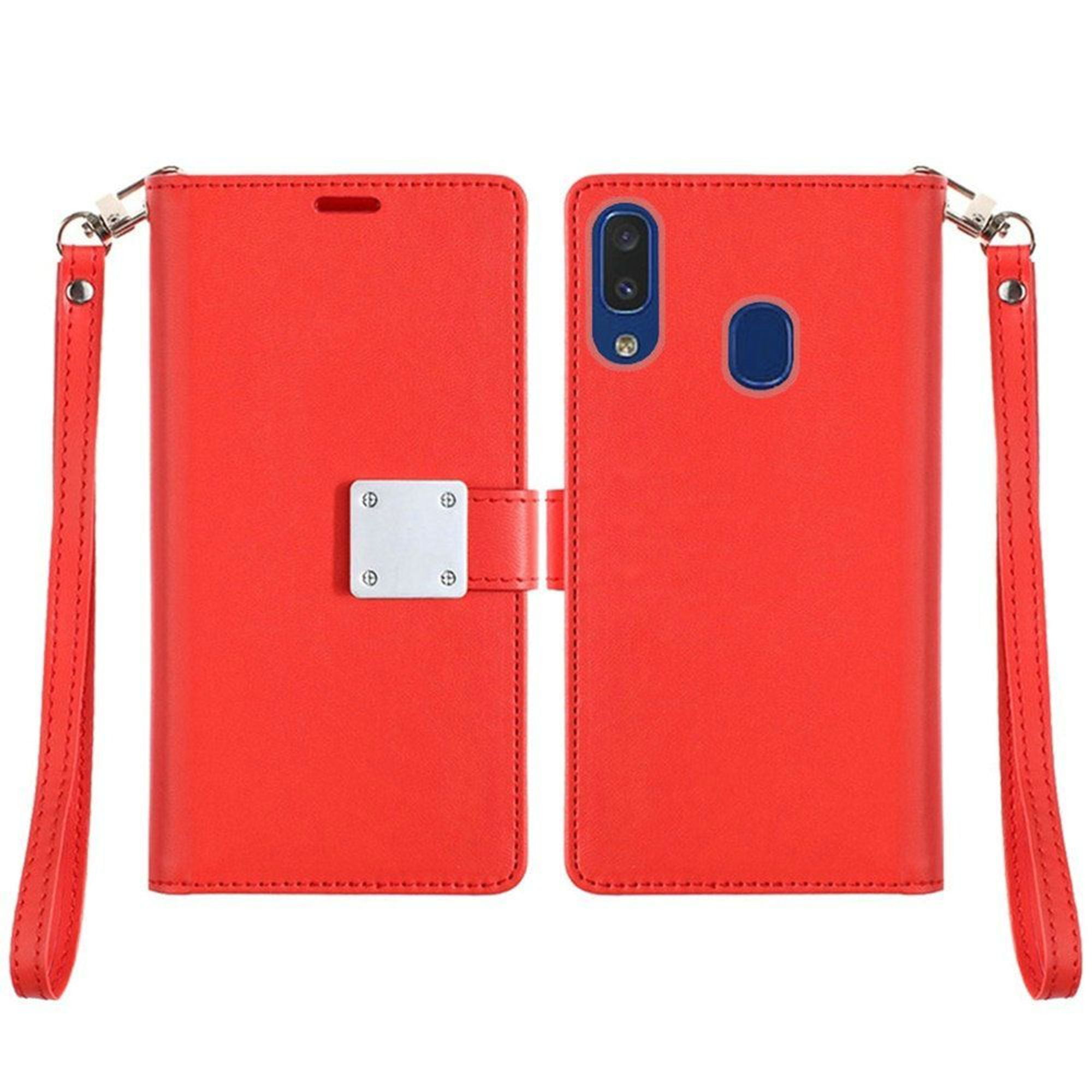 For Samsung Galaxy A20 Case, by Insten Wristlet Folio Flip Leather Case ...