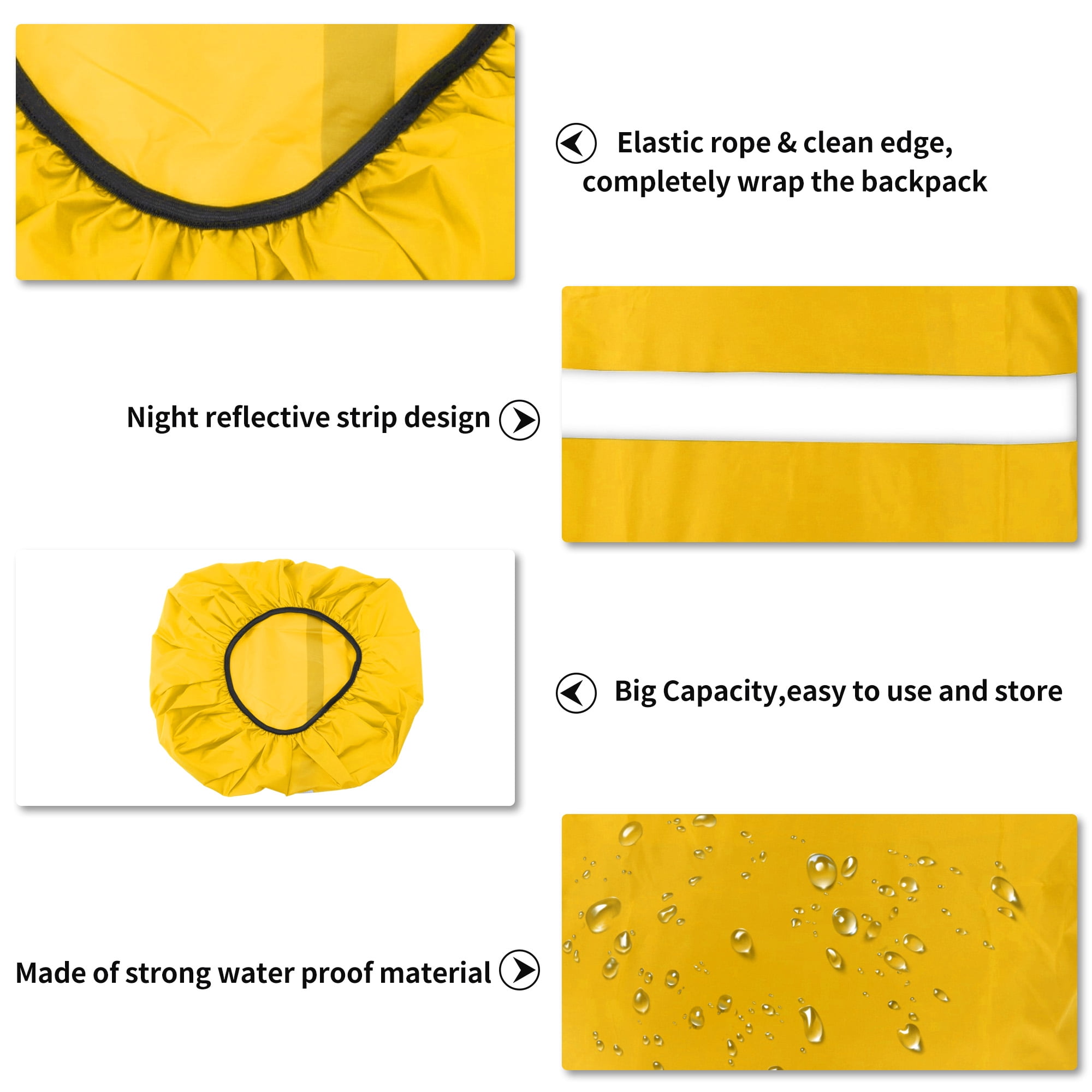 Unique Bargains Reflective Waterproof Backpack Rain Cover Small, Yellow