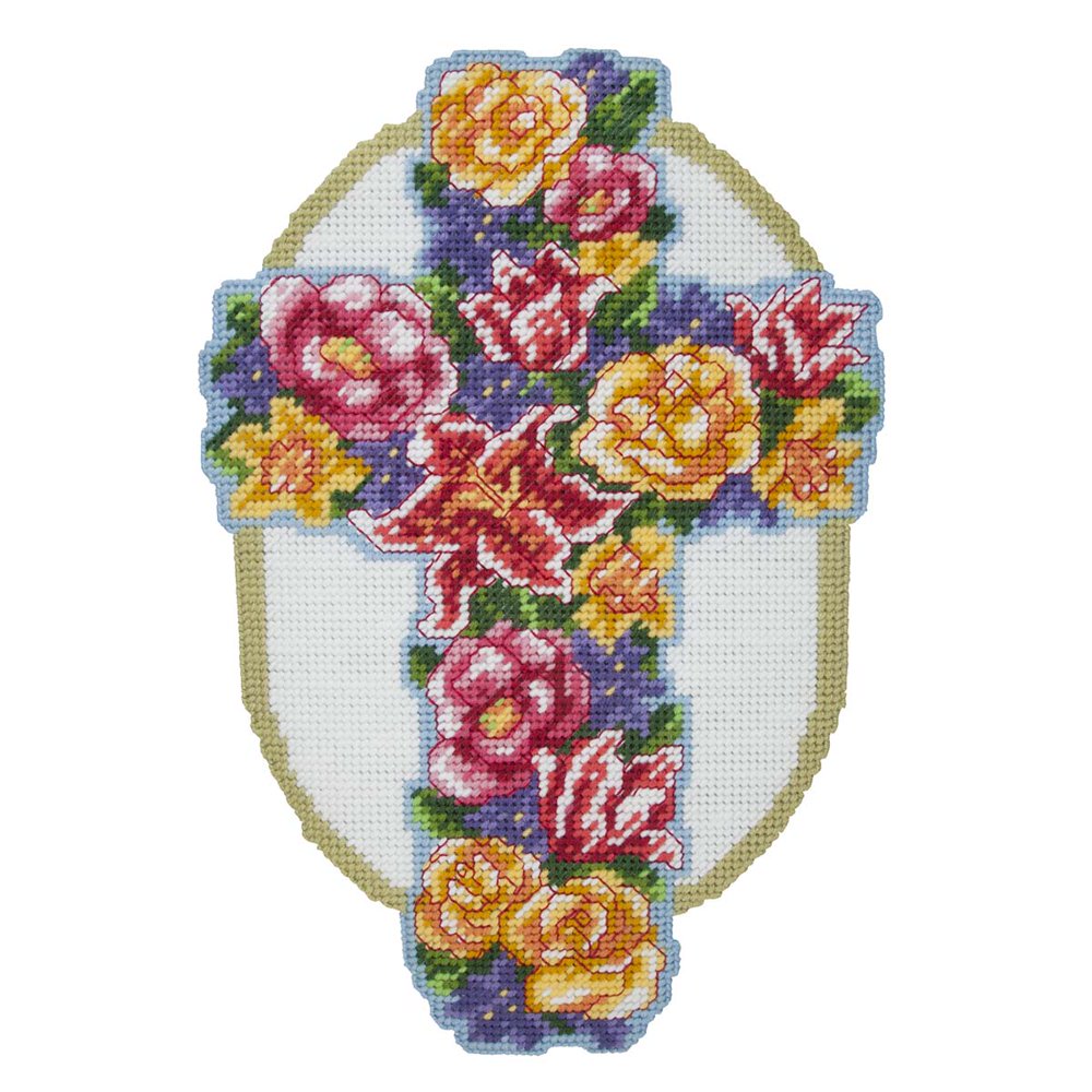 Herrschners® Floral Cross Wall Hanging Plastic Canvas Kit
