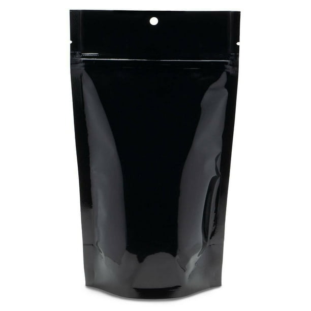 50 Pack Black 5" x 8.5" Stand Up Food Pouch Ziplock Mylar Smell Proof