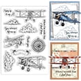thumbnail image 1 of Sellos de silicona transparentes con forma de avión vintage para hacer tarjetas DIY. Sello de silicona transparente con forma de nube, brújula y sello decorativo transparente., 1 of 9