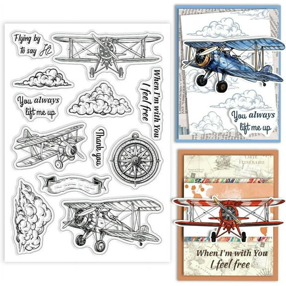 Custom Summer Theme PVC Plastic Clear Stamps for DIY Scrapbooking Photo Album Decorative Cards Making Airplane 160x110mm