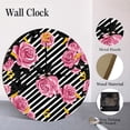 thumbnail image 4 of ZXCXRQFa Roses Flower Floral Stripe Wall Clock Silent 10 Inch Battery Operated Non Ticking Round Decorative Wood Quiet Clocks for Bedroom Office School Home, 4 of 7