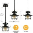 thumbnail image 3 of Vintage Farmhouse Adjustable Pendant Light, Black Metal Cage Hanging Lamp for Kitchen Island, Entry, Bedroom, Living Room (1 Light), 3 of 7