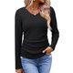 thumbnail image 3 of Tops Casuales para Mujer, Cuello en V, Camisas de Larga, Túnicas Básicas con Frunces Lisos, Blusas Negro L, 3 of 7