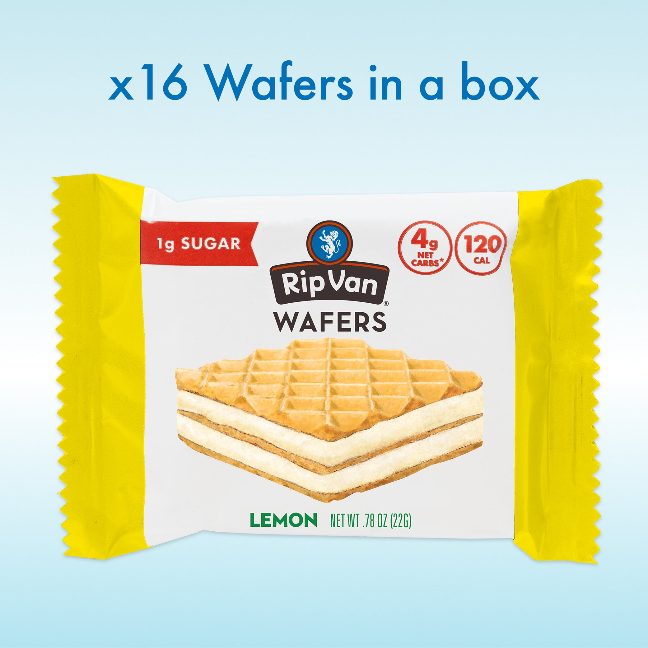 Rip Van Wafers Lemon Cookies, Vegan, Keto Friendly, Low Sugar, Low Carb, 16 Count