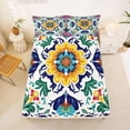 thumbnail image 5 of jejeloiu Tropical Floral King Sheets For Men Women,Ancient Mandala Bedding,Multicolor White,4 Pieces,1 Flat Sheet, 1 Fitted Sheet and 2 Pillowcases, 5 of 6