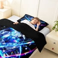 thumbnail image 4 of Castle Fairy Sport Soccer Twin Comforter Sets 2pcs, Abstract Crystal Football Bedding Set, Black Blue White,Black Reversible,1 Comforter and 1 Pillowcase, 4 of 6