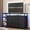 Black, variant on 9 Drawers Dressers with LED Lights & Powers Outlets, 53" TV Stand Dresser for 60 Inch TV, Entertainment Center with Drawers & Open Shelves for Living Room, Bedroom, PU Black