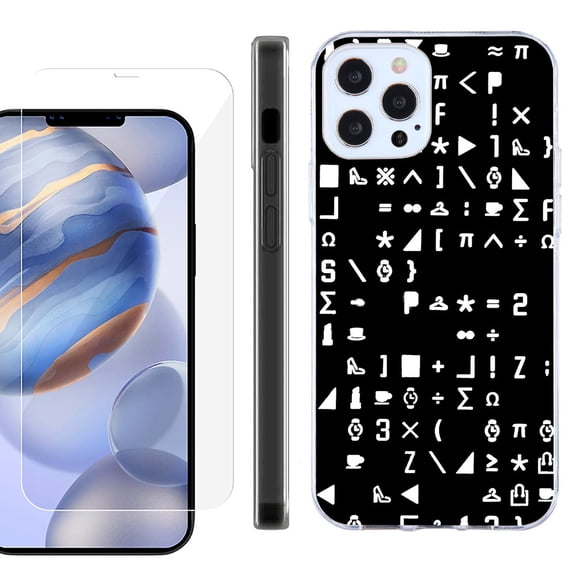 Slim Fit Protective Phone Case for Apple iPhone 12 / iPhone 12 Pro, with Tempered Glass Screen Protector, by OneToughShield ® - Daily Symbol