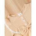thumbnail image 5 of KIMI BEAR Infant Baby Girls Dress 18-24 Months Ruffle Long Sleeves Dress Bowknot Knitted One-piece Dress Tulle Dress Princess Dress with Hat 2pcs Apricot, 5 of 8