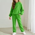 thumbnail image 5 of Zanarzt Girls' Clothing Set Kids Sweatsuit 2 Piece Outfits for Girls Athletic Sweatshirt Sweatpants Cozy Fleece Jogger Set Green,13-14 Years, 5 of 9
