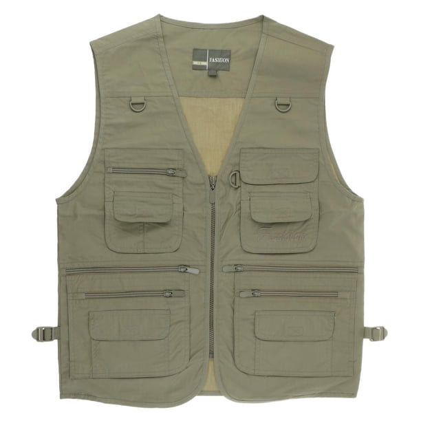 Chaqueta de Pesca Fotografía Chaleco de Pesca Deportiva - Verde, L L Soledad Chaleco de pesca con mosca para hombres