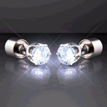 LED Faux Diamond Pierced Earrings White