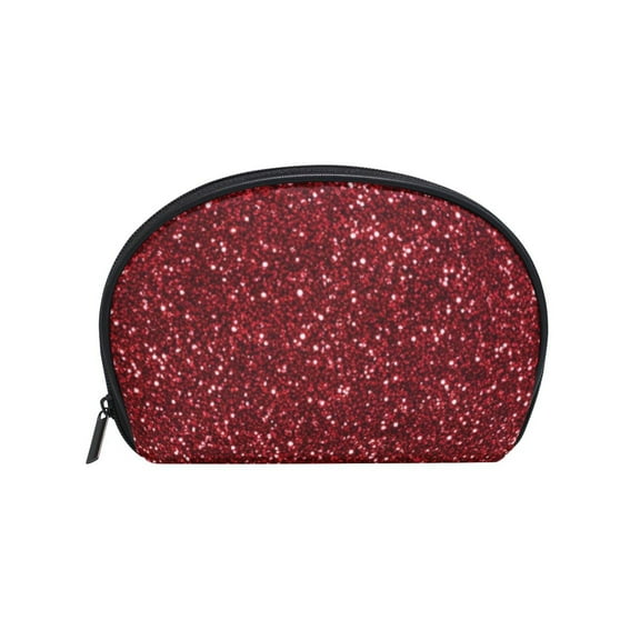 Makeup Organizer Case Cosmetic Makeup Bag Travel Toiletry Pouch Bag with Full Print Design Red Glitter