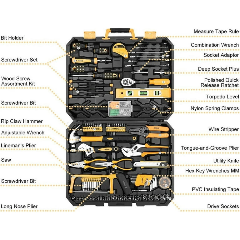DEKOPRO 228 Piece Socket Wrench Auto Repair Tool Combination