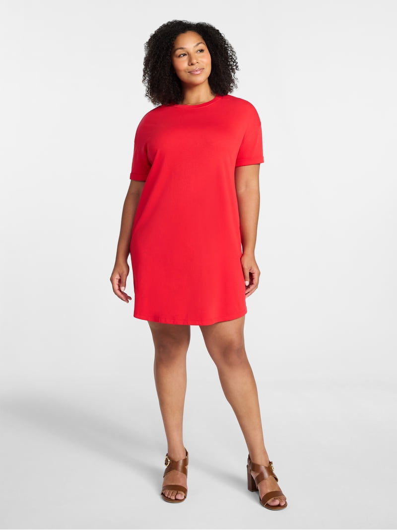Time and Tru Women's Cotton T-Shirt Dress with Short Sleeves, Sizes XS-XXXL - Walmart.com Time and Tru Women's Cotton T-Shirt Dress with Short Sleeves, Sizes XS-XXXL - Walmart.com