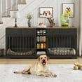 thumbnail image 5 of Garvee 82” Large Dog Crate for 2 Dogs, Double Dog Kennel Furniture with 4 Drawers & Shelves, Heavy-Duty Wooden Dog Crate TV Stand, Indoor Dog Cage for Medium to Large Dogs, Black, 5 of 7