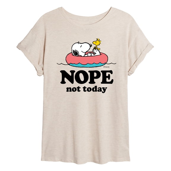 Peanuts - Pool Nope Not Today - Juniors Oversized Graphic T-Shirt