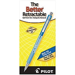 - Pilot® Better™ Retractable Ballpoint Pens, Fine Point, 0.7 mm, Translucent Blue Barrel, Blue Ink, Pack Of 12 Pens