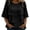 Black, variant on Women Tiered Chiffon Blouse Round Neck 3 Quarter Sleeve Layered Flowy Shirt Western Casual Loose Tops Breathable Airy Summer Vacation Outfit Versatile Ranch Wear