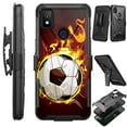 thumbnail image 1 of Compatible with Cricket Icon 4; Hybrid Luxguard Holster Phone Case Cover (Flaming Soccer Ball), 1 of 2