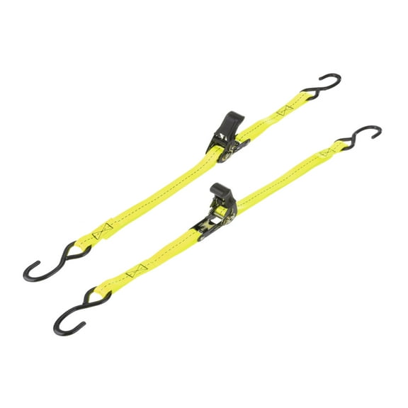 Boat Trailer Transom Tie Down Straps 1"x5', 1763lbs Ratchet Adjustable Straps with S Hook, Yellow