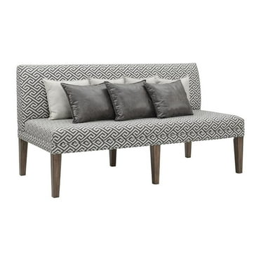 Pemberly Row Transitional Upholstered Dining Settee in Brown