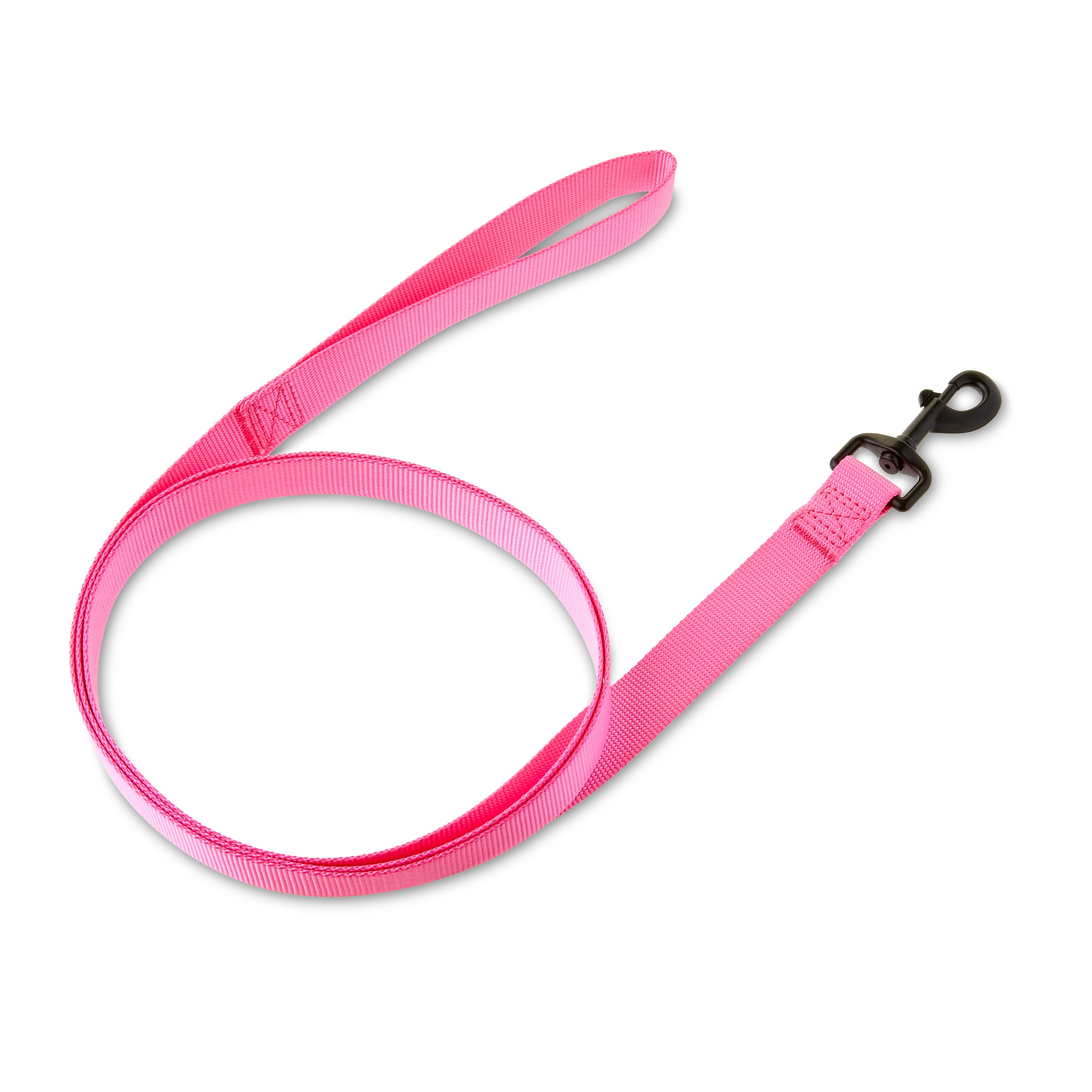 Vibrant Life Solid Polyester Adjustable Dog Collar, with 6ft Dog Leash, Pink, Medium