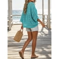 thumbnail image 3 of Womens Summer 3/4 Sleeve Off Shoulder Crochet Cover Up Top Sweater Shirts Mesh Boho Beach Swimsuit Coverup, 3 of 7